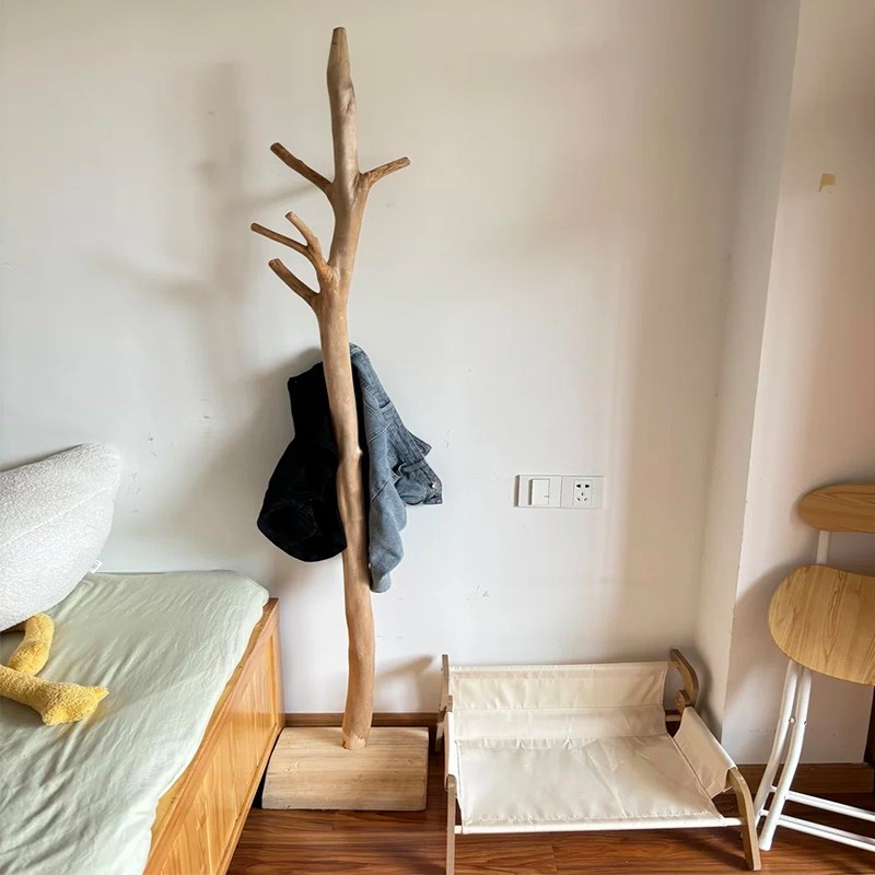 原木落地式衣帽架干 干树枝v挂衣杆多功能树杈衣帽架民宿酒店卧室