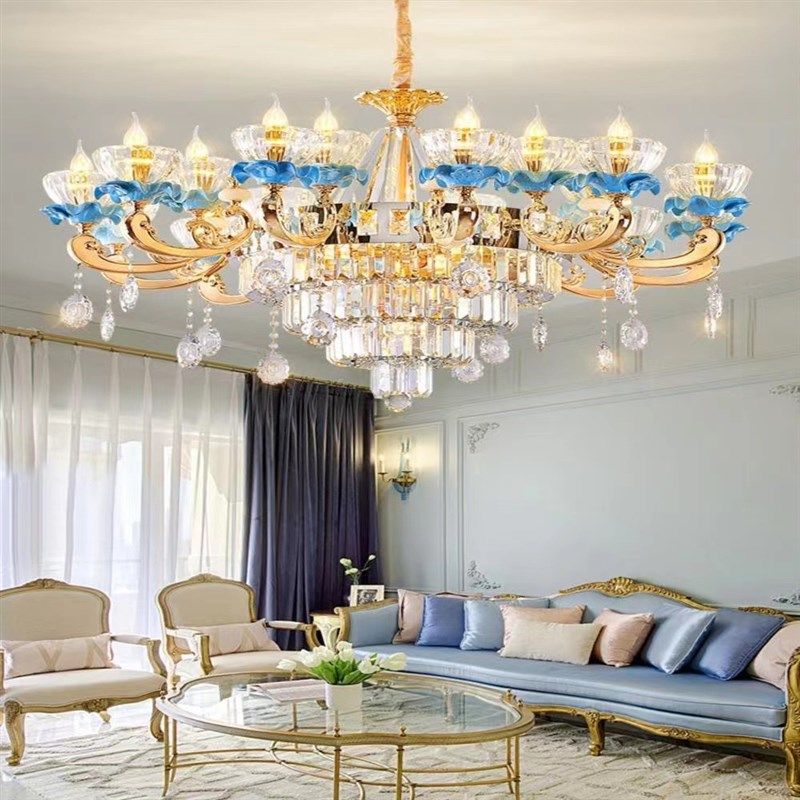 欧式别墅水晶大吊灯轻奢大气客厅复式F楼法式陶瓷吊灯餐厅灯具新,家装灯饰光源,客厅吊灯,淘宝优惠券,粉丝福利购,淘宝优惠卷