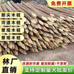 杉木桩松木桩河道打桩木圆木工程木桩F原木水杉松树木桩尖头杉木