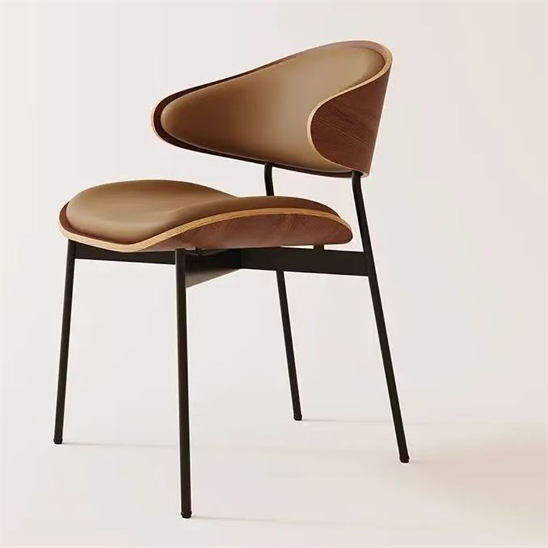 轻奢北欧实木椅子岩板洽谈桌椅v组合样品屋展示中心酒店办公商务