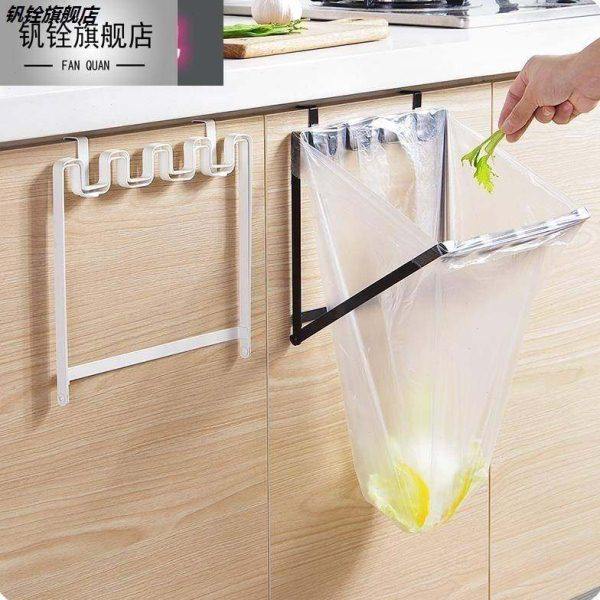 橱柜门背式垃圾袋架塑料袋收纳架子厨房可折叠垃圾桶挂架挂式支架