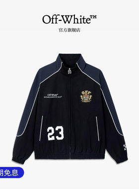 OFF-WHITE™情侣装美式复古立领夹克男女学院风时尚logo装饰外套