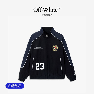 OFF-WHITE™情侣装美式复古立领夹克男女学院风时尚logo装饰外套