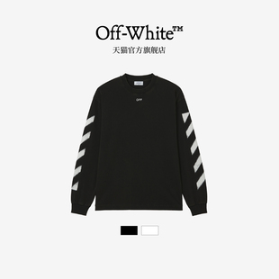 OFF-WHITE™情侣装新款圆领长袖T恤休闲潮流斜纹图案装饰上衣