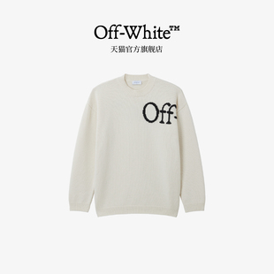 OFF-WHITE™男装新款圆领针织衫logo拼色毛衣