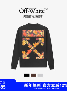 off-white枫花雪月长袖t恤新款纯棉宽松重磅刺绣圆领上衣男女同款