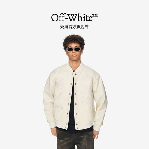【明星同款】OFF-WHITE™ 情侣装新款棒球服皮衣皮夹克外套