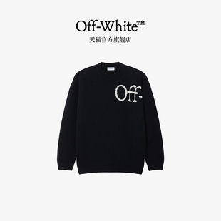OFF-WHITE™男装新款圆领针织衫logo拼色毛衣