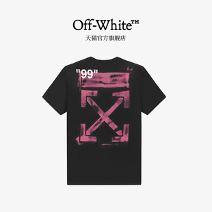 上衣男女同款 off T恤晕染logo设计纯棉宽松短袖 圆领短袖 white新款