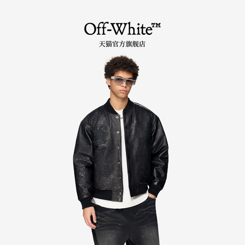 【明星同款】OFF-WHITE™ 情侣装新款棒球服皮衣皮夹克外套