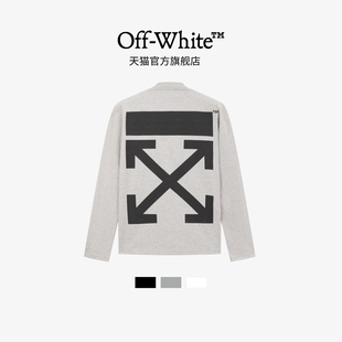 再续印花男女同款 off t恤纯棉宽松重磅经典 长袖 圆领上衣 white新款