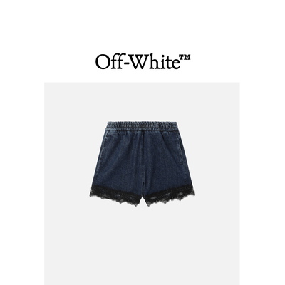OFF-WHITE™女装蕾丝边饰牛仔短裤170610XN