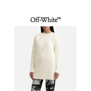 OFF-WHITE™女装中长款圆领针织衫纯色毛衣