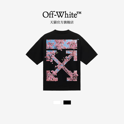 OFF-WHITE™ 情侣装2026新款重磅纯棉樱花双箭头装饰短袖T恤男女