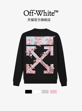 off-white新款樱花无帽圆领卫衣宽松重磅套头长袖上衣男女同款
