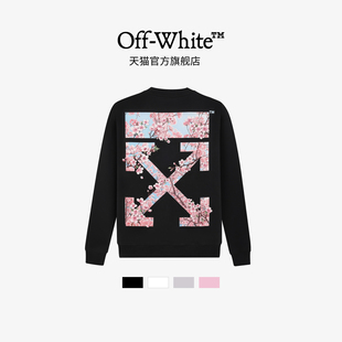 上衣男女同款 樱花无帽圆领卫衣宽松重磅套头长袖 white新款 off