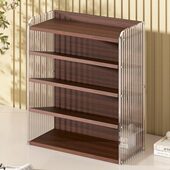 桌边置物架书架学生宿舍书本收纳架办公室落地带轮小书柜文件架子