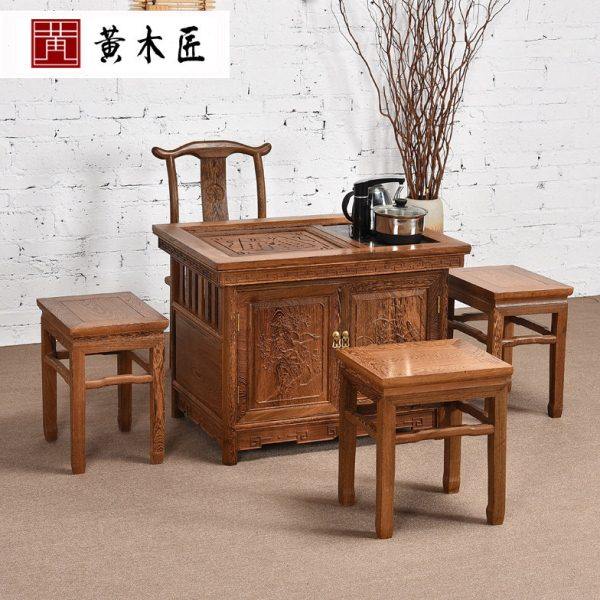 鸡翅木小户型茶桌椅组合中式实木泡茶桌功夫茶几仿古红木茶桌茶台,住宅家具,茶几,淘宝优惠券,粉丝福利购,淘宝优惠卷