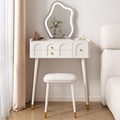 法式 奶油风梳妆台卧室简约现代小户型轻奢高级迷你60cm小型化妆桌