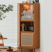 餐边柜实木靠客厅现代简约小家用转角墙角柜一体角柜墙三角形藤编