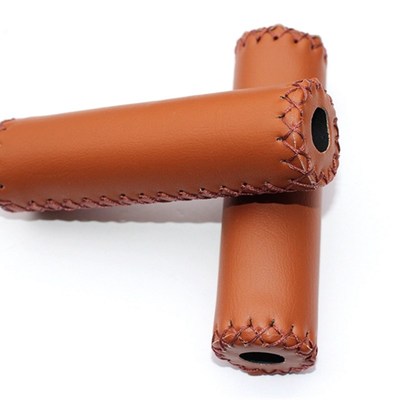 死飞山地自行g车复古皮革彩色海绵把套22.2口径手缝印花皮革把套