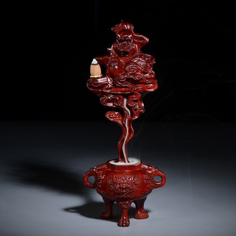 血檀木一闻千悟达摩倒流檀香炉创意实木家用室内禅意茶Z道香炉摆