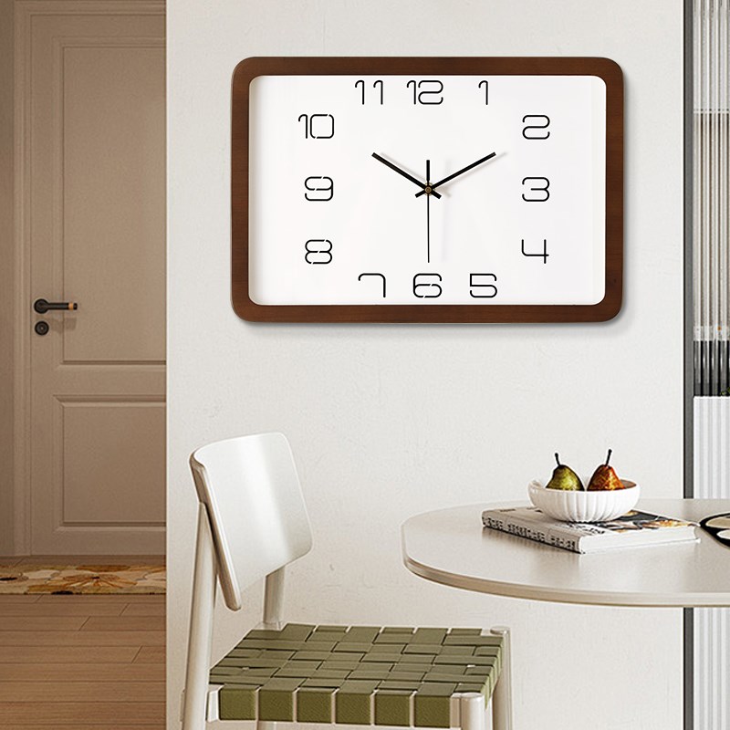 实木挂钟长方形2024p新款客厅静音家用新中式钟表简约日式个性时