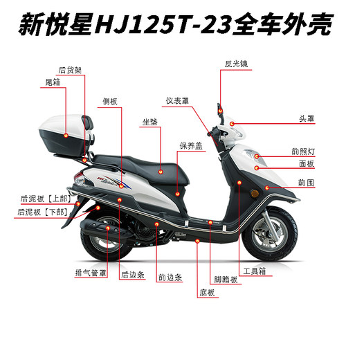适用国四新悦星转向灯侧o板头罩HJ125T-23前斜板大灯仪表全车外壳