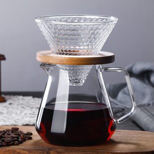 咖啡滴壶咖啡分享壶型耐高温煮漏壶玻璃手冲咖啡壶咖啡过滤杯V