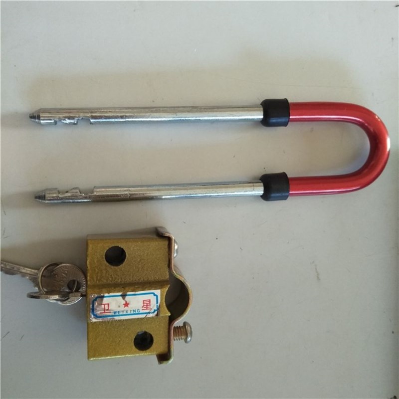 热销自行车锁小插锁多把钥匙老式加粗U型叉固定安装防Y盗柜门拉手