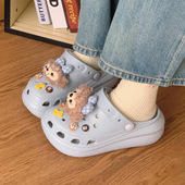 洞洞鞋 女夏季 外穿防滑包头卡通凉拖鞋 EVA厚底泡芙5cm增高新款 爆款