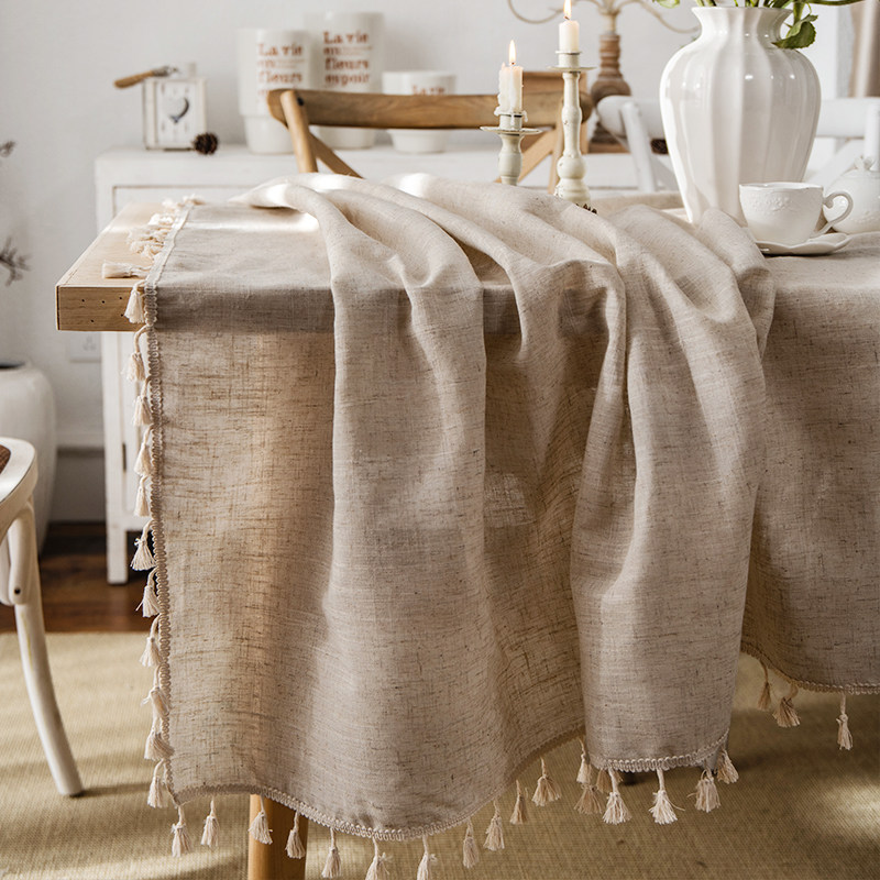 棉麻布艺茶几盖巾l文艺复古桌布电视柜北欧流苏餐桌台布家用长桌,居家布艺,桌布,淘宝优惠券,粉丝福利购,淘宝优惠卷