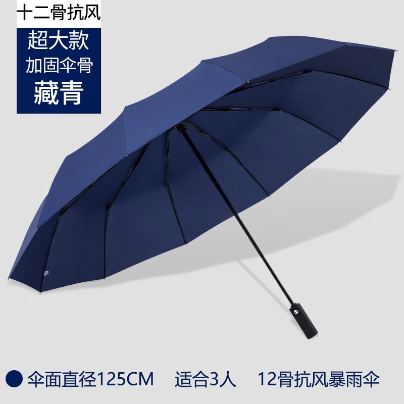 125cm超大号雨伞十二骨全自动反向伞反光车载男S女高端三人收缩伞