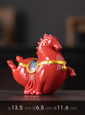 创意新中c式招财唐马陶瓷动物摆件家居桌面客厅办公室装饰品工艺