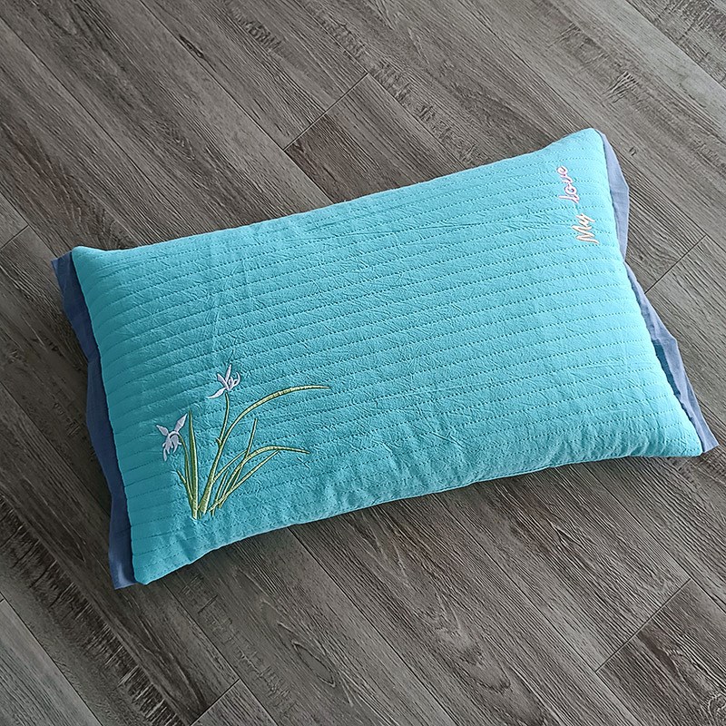 砂洗棉新款 纯色l撞色简约花草枕头 可装中药花草单人荞麦枕芯套