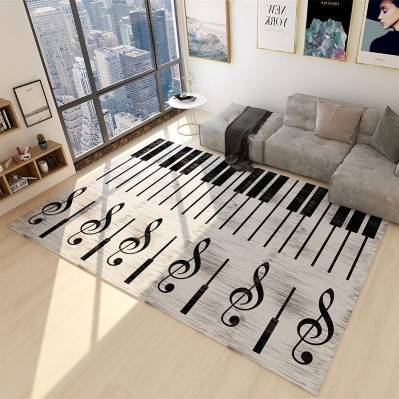琴行音乐工作室钢琴底下t家用卧室床边地垫钢琴键黑白地毯可定制