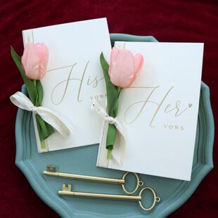 结婚韩式 新娘森系小清新誓言卡信任宣誓本新郎宣言卡郁金香铃兰花