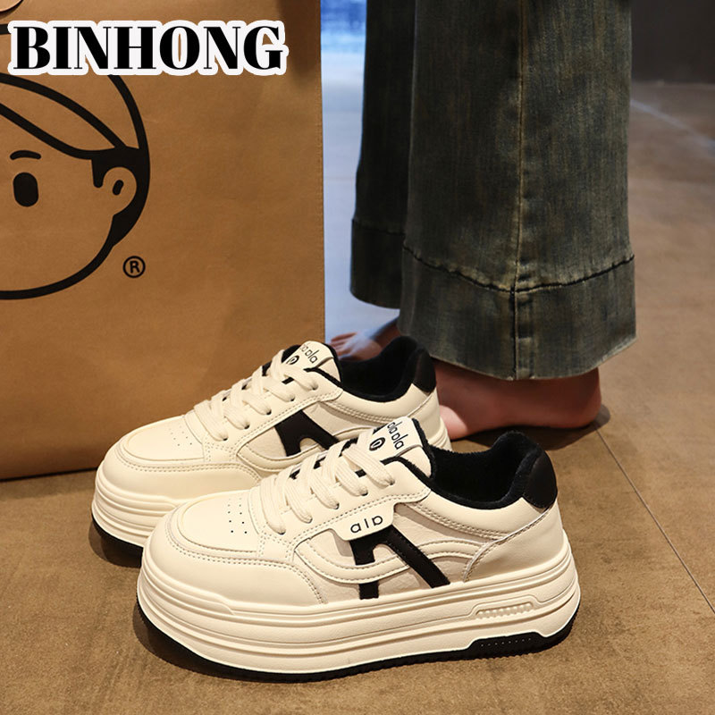 真皮加绒熊猫板鞋女2025冬季新款圆头厚底系带牛皮休闲运动棉鞋潮