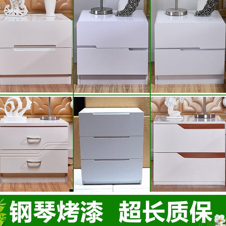 烤漆床头柜 简约现代床边柜 欧式储物柜白色环保收纳柜 整装包邮