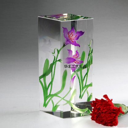 水晶花瓶摆件定制客厅插花花瓶高挡花瓶方形定做高档礼品定制