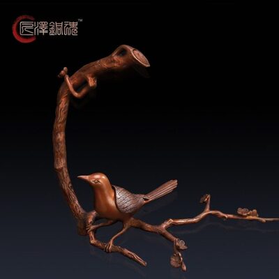 匠泽铜魂 纯紫铜香炉 喜上眉梢香薰炉 纯铜熏香炉装饰品摆件礼品