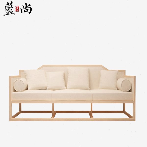 新中式实木沙发三人现代中式简约布艺双人沙发家用客厅家具定制