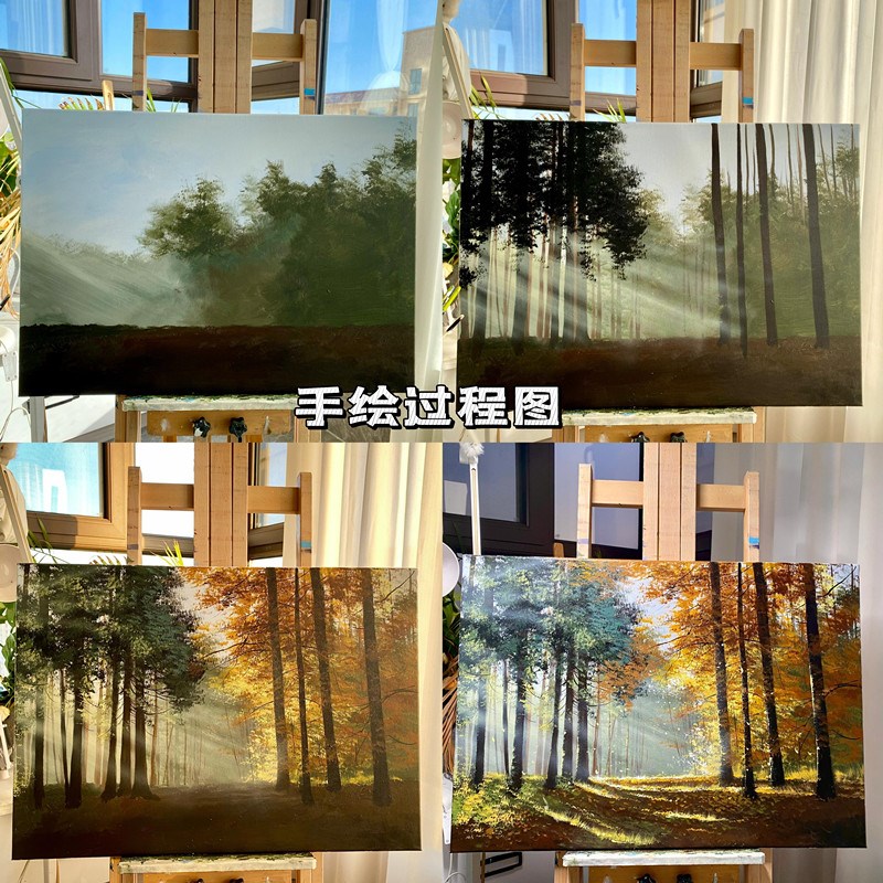 纯手绘油画定制来图定做风景照片人物玄关高端别墅装饰画手工代画图片