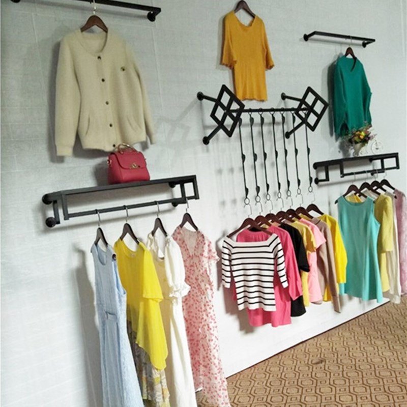 服装店衣服展示架个性服装架货架上墙 装饰壁挂式挂衣架女装店