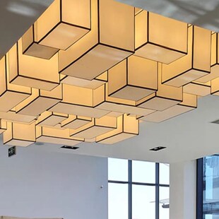 售楼部宴会厅吊灯四方形布艺笼装饰灯火锅L店走廊过道国饭店餐饮