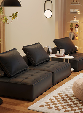 轻奢豆腐块懒人沙发单人榻榻米沙发D客厅小户型奶油风休闲组合躺