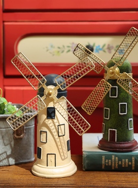 欧式乡村风格创意荷兰p复古风车酒吧咖啡厅客厅书架店铺装饰品摆