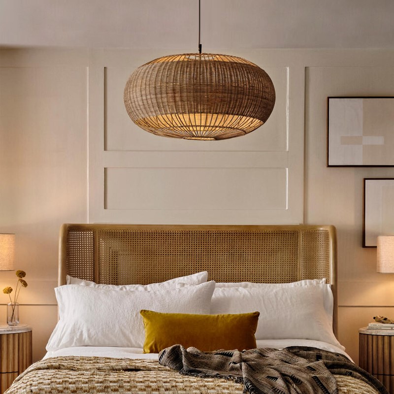 日式侘寂风藤编吊灯复古卧t室餐厅店铺咖啡厅民宿东南亚中古新款