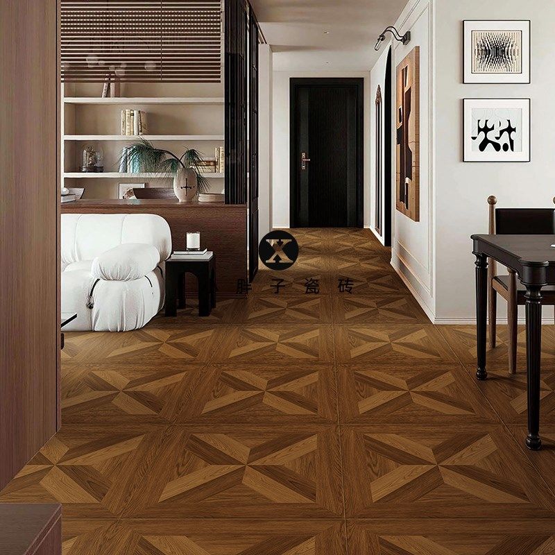 法式复古凡尔赛木纹砖60r0X600客厅卧室拼花地砖中古风仿木纹瓷砖