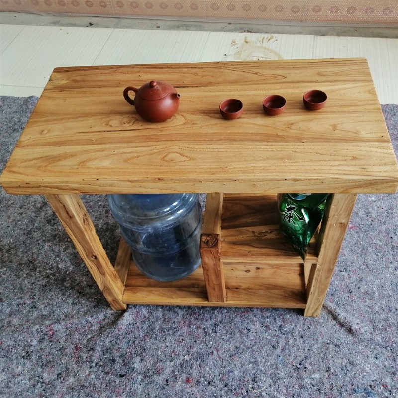 老榆木茶水柜g长方形移动阳台小茶桌家用经济型整装实木茶台原木